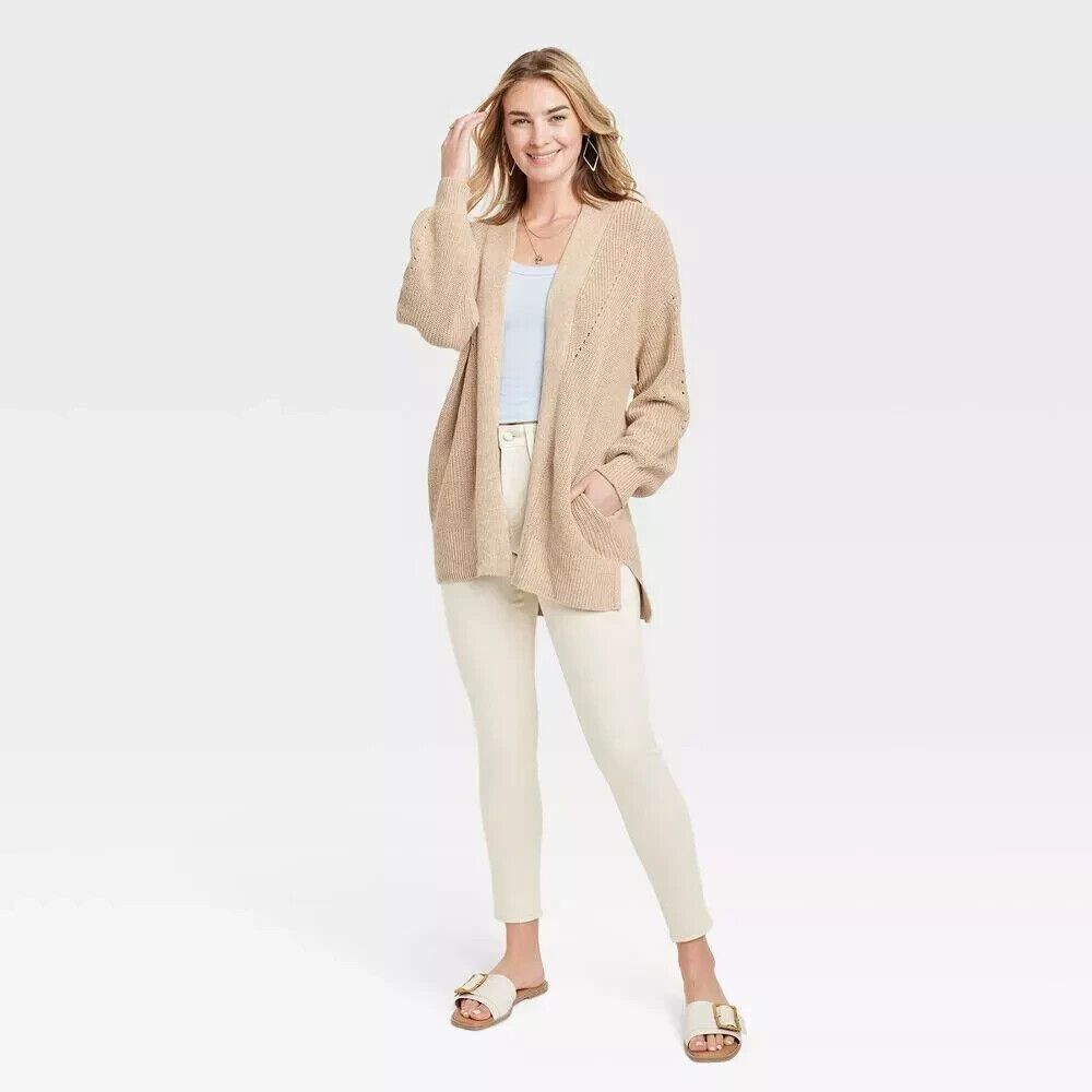 Universal Thread Women's Open-Front Cardigan in Tan, Small
